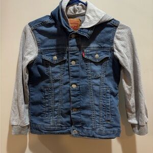 Levi's Kids Denim Jacket with Gray Hoodie Sleeves
